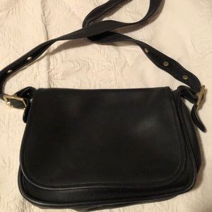 Vintage Coach black leather handbag